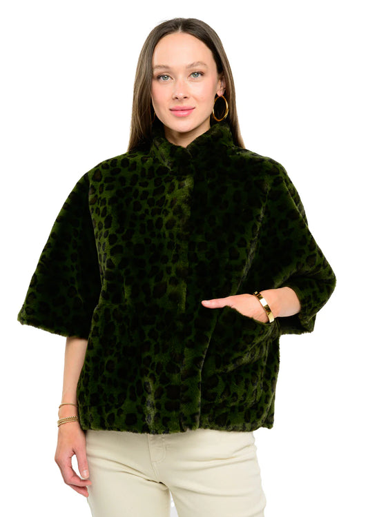 Leopard Faux Capelet Jacket