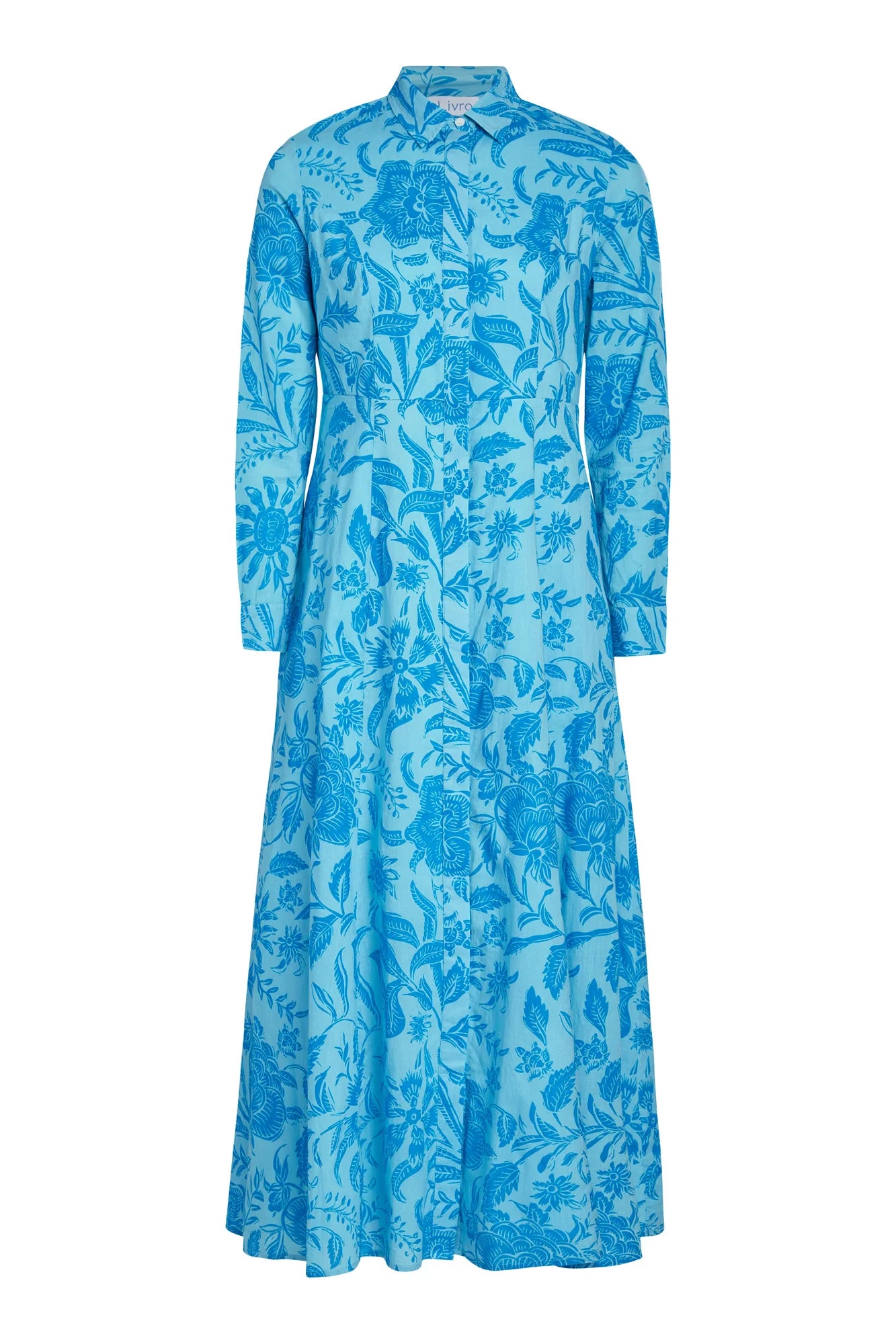 Blue Blossoms Classic Shirt Dress