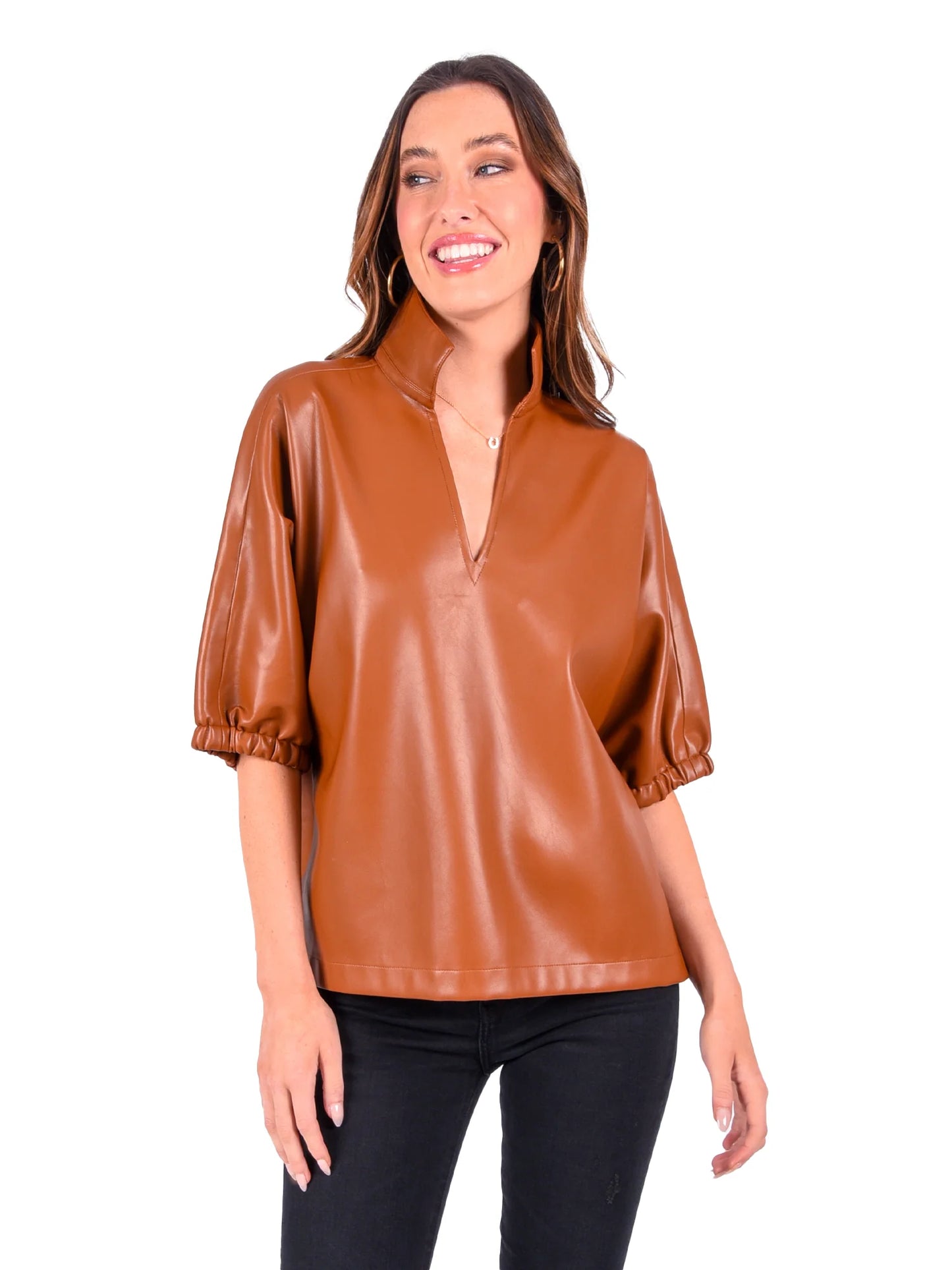 Leather Poppy Top