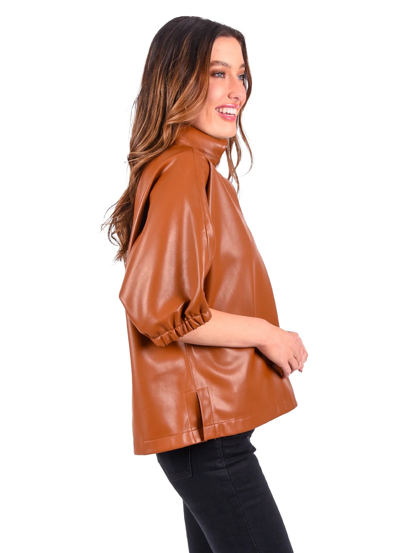 Leather Poppy Top