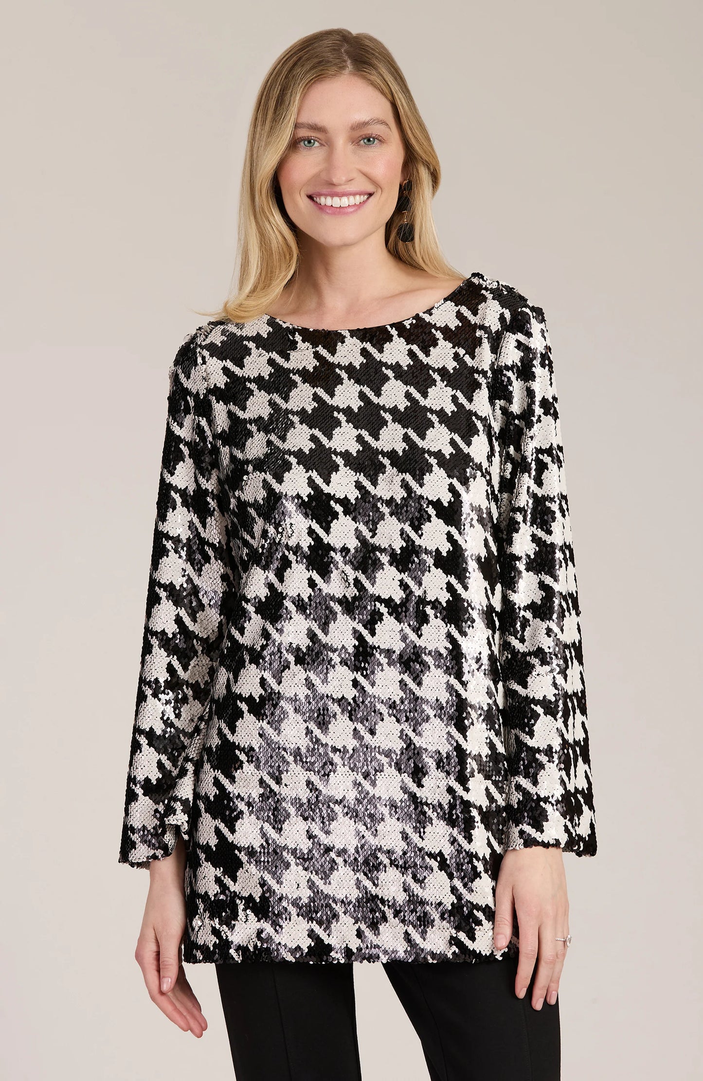 Sequin Houndstooth Tunic