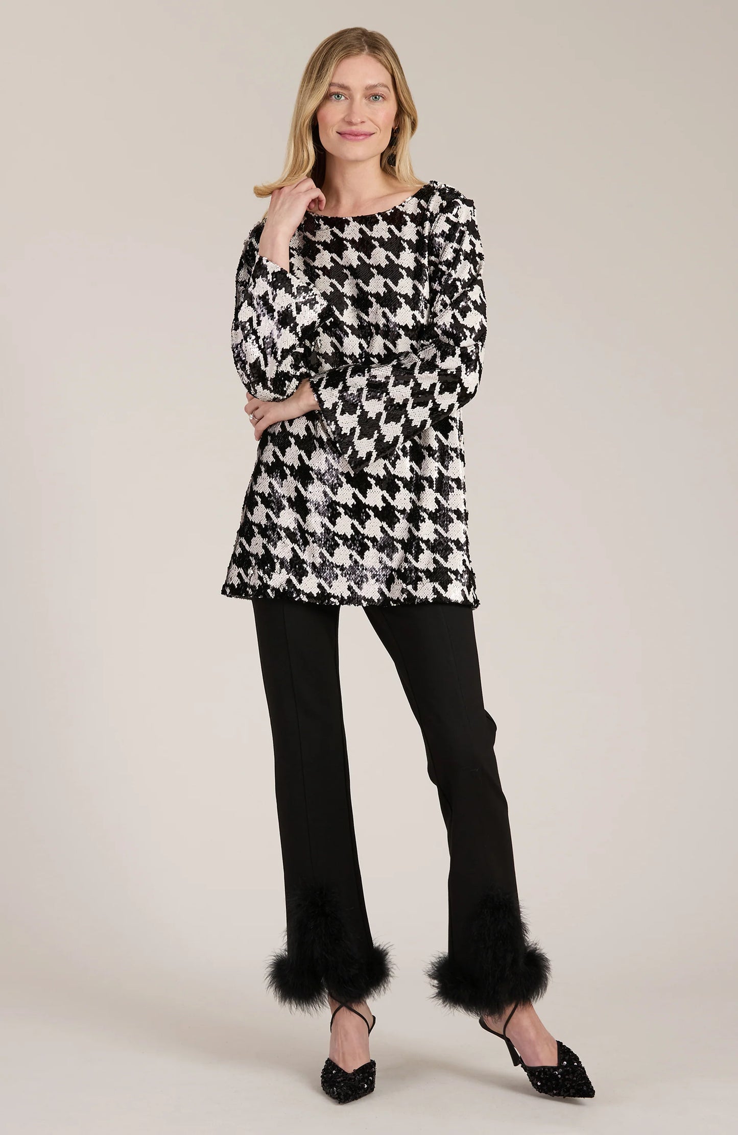 Sequin Houndstooth Tunic