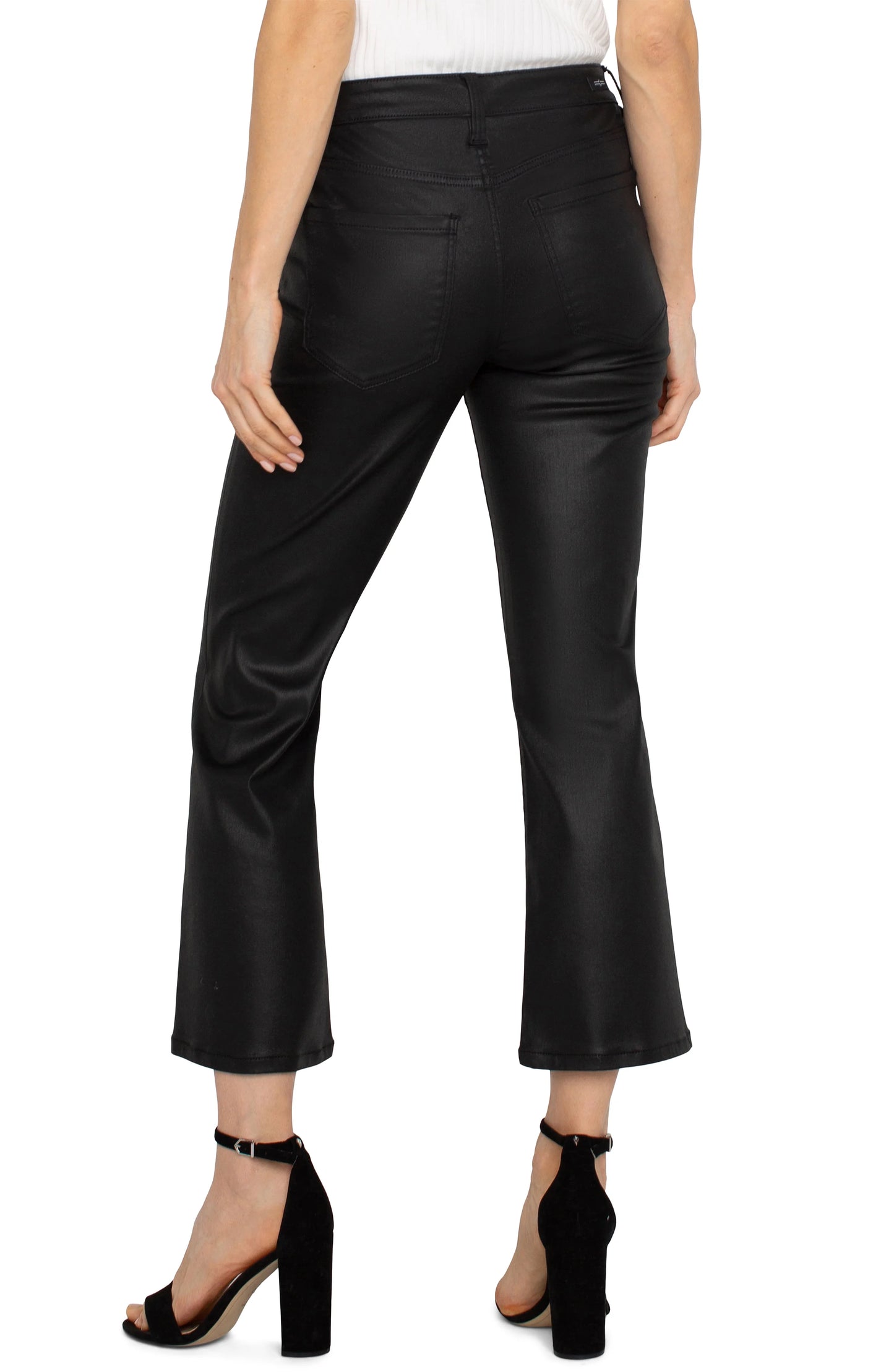 Hannah Cropped Flare in Coated Black