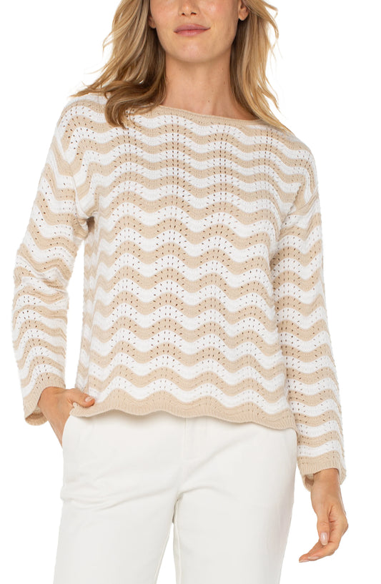 Boat Neck Scallop Sweater