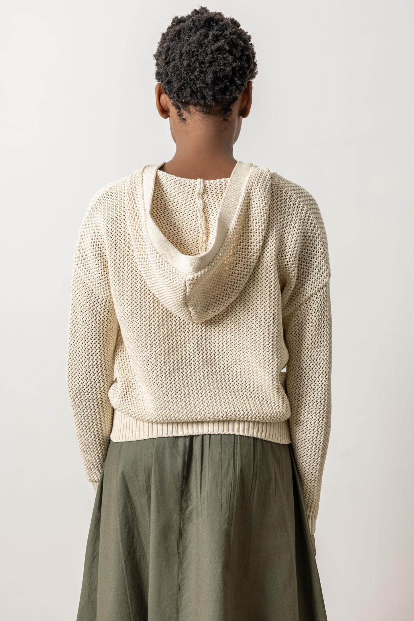 Hooded Split Neck Sweater