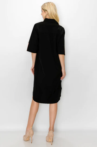 Wendi Woven Tunic Dress in Black - The French Shoppe