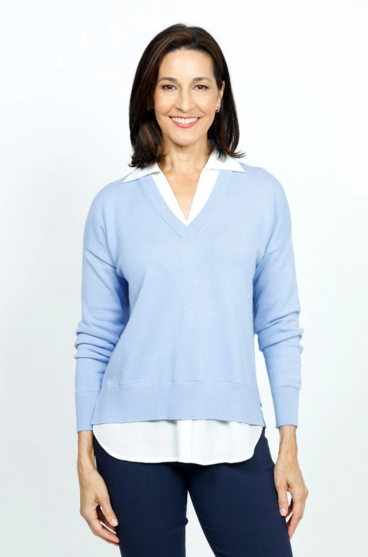 Double Layer V Neck Sweater