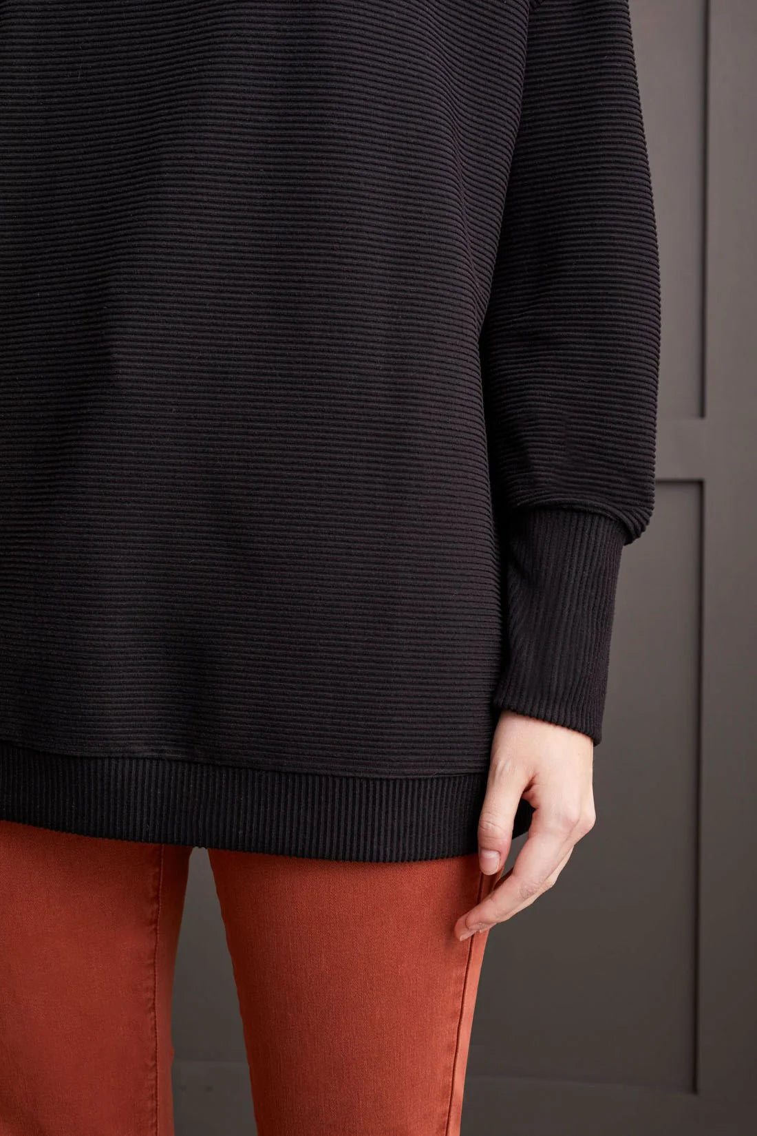 Funnel Neck Ribbed Tunic